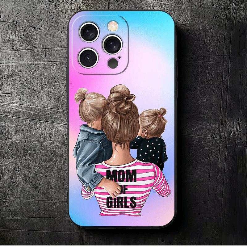 

Girl Mom Baby Color Design Soft Phone Case for iPhone 16 16E 17 Air 15 Pro Max 14 Plus 13 Mini 11 12 7 Black Cover Back Shell iPhone 17 Pro