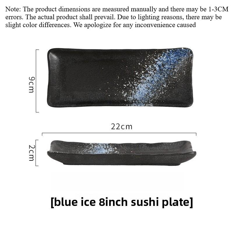 Podglazurové talíře na sushi 8palcové čtvercové talíře Zdravé Vhodné do mikrovlnné trouby a snadno čistitelné nádobí pro japonskou kuchyni a dezert