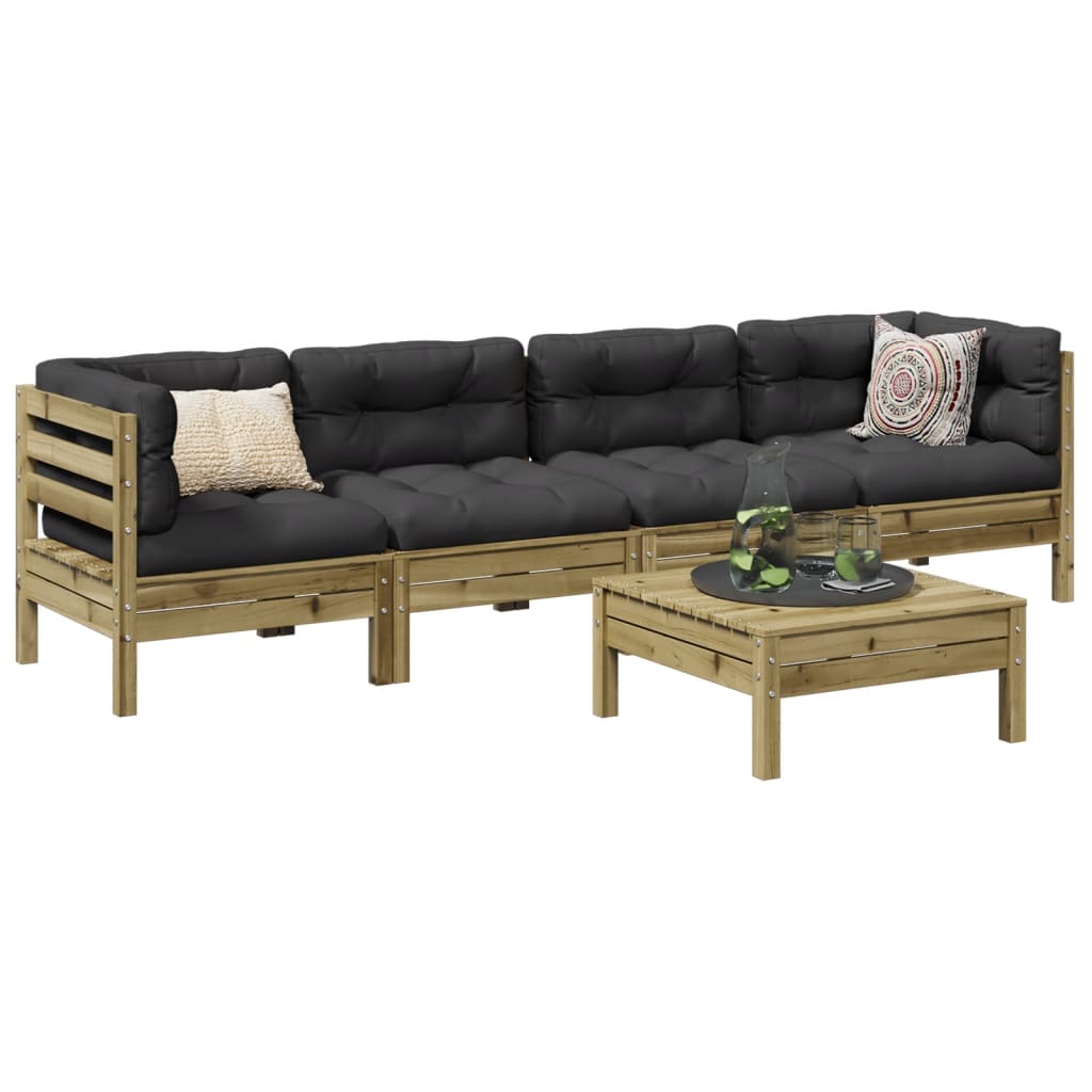 5 Piece Garden Sofa Set with Cushions Pressure Treated Pine Wood