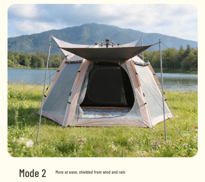 Portable Automatic Quick-Open Tent with Sun Protection and Vestibule for Camping or Parks