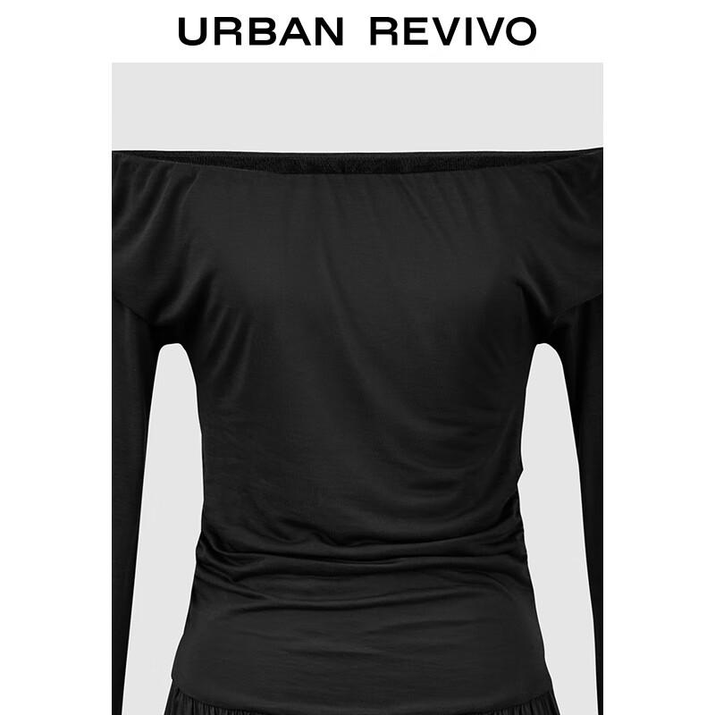 UR Autumn 2025 Elegant Off-Shoulder A-Line Long Sleeve Dress