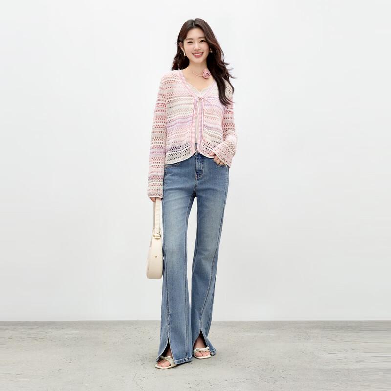 Women's Gradient V-Neck Knit Cardigan