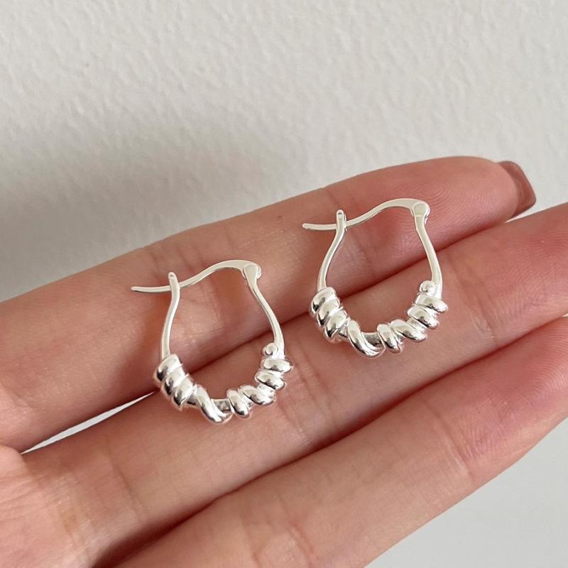 Simple Geometric Frosted Earrings Female Cold Wind Temperament Earring Buckle Niche Hundred with Earrings Affordable Dainty Earrings Daily Wear
