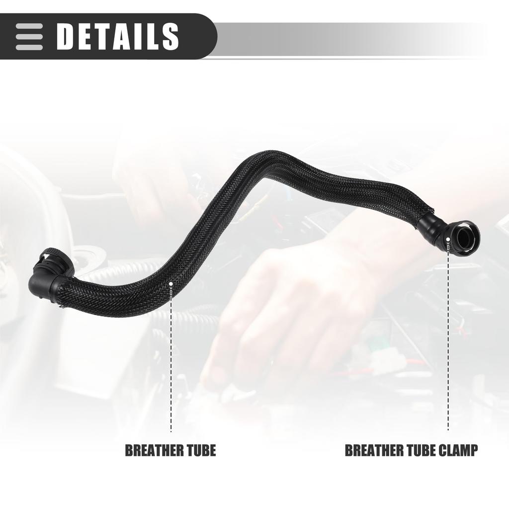 Motoforti Crankcase Vent Hose Tube, PC-V Valve Hose for Mini Cooper 1.6L 2007-2012, Plastic, Part Numbers 11157605186/11157565449, Black