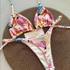 Sexy Leopard Print Patchwork Halter Bikini Set New Swimwear Women's Swimsuit Beachwear Lacing Up Bathing Suit