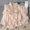 Women's Summer Cartoon Pajama Set: Short-Sleeved, Thin, 3-Piece with Chest Pads Suitable for Home or Outdoor Wear