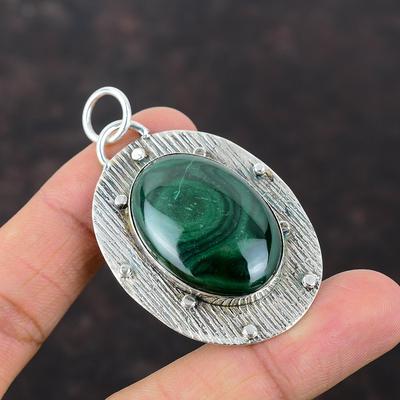 Pendentif malachite fait à la main, bijoux de style Boho, pendentif en argent sterling 925, pendentif délicat, bijoux en pierres précieuses, cadeau pour mère, bijoux en pierre de naissance