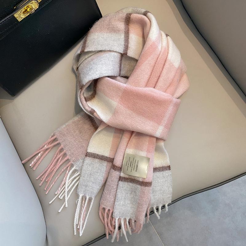 111 Australian wool pure scarf men and women winter high sense new British style couple scarf birthday gift