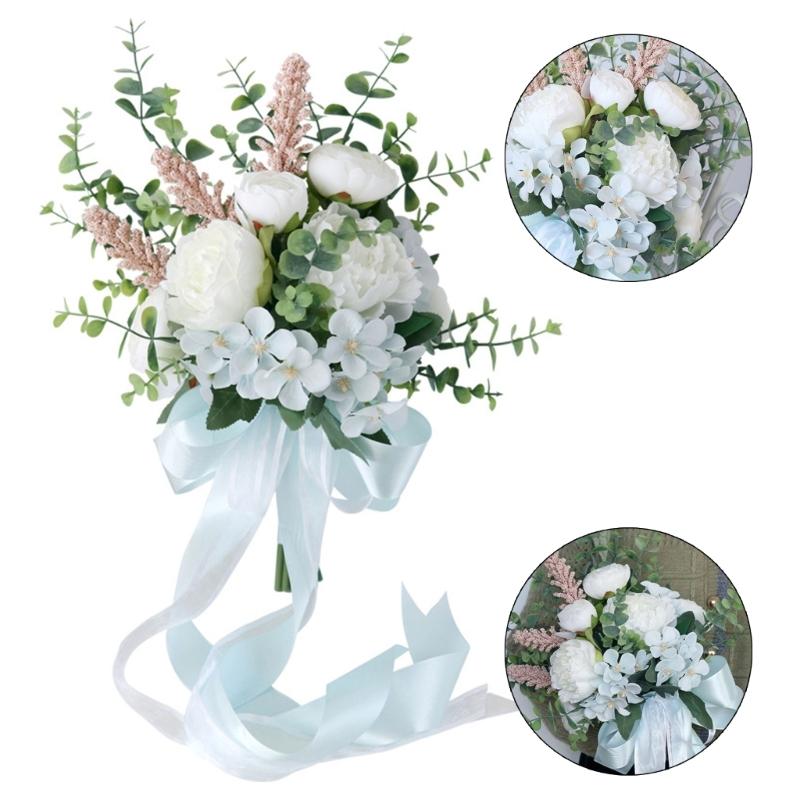 Romantic Wedding Bouquets Silk Bride Bridesmaids Hand Holding Flower Artificial Flower for Wedding Home Decorations