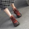 Johnature Plush Warm Genuine Leather Commuting Short Boots Retro Thick Soled Women's Shoes