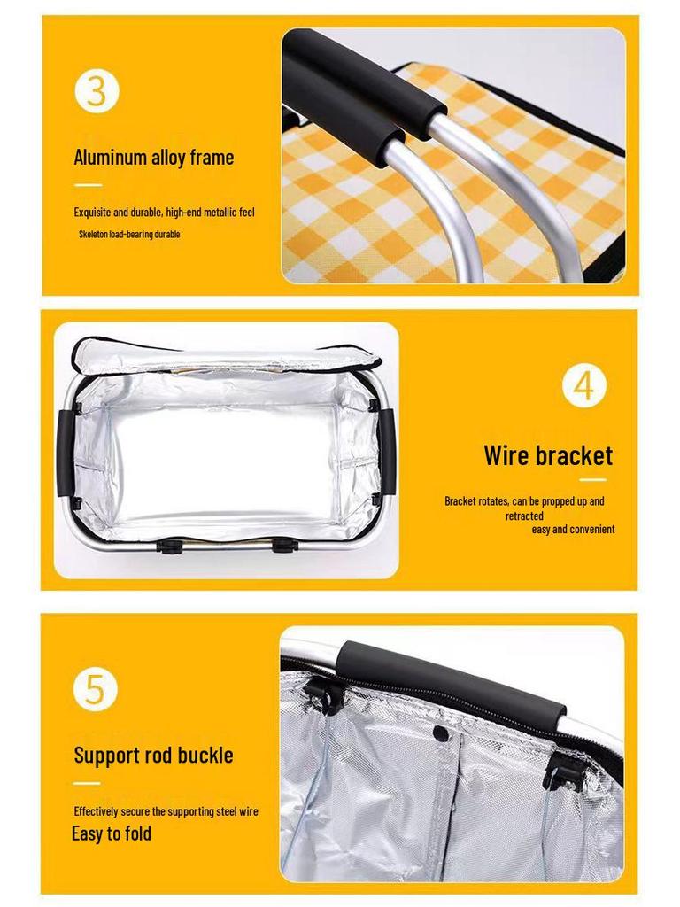 Portable Insulated Picnic Basket & Folding Cooler Bag