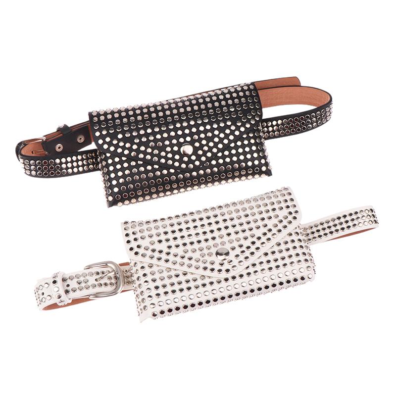  Luxury Rivet Waist Bag Pu Leather Chest Bag Trendy Punk Fanny Small Belt Bag Phone Bags Purse For Women Girls Gifts
