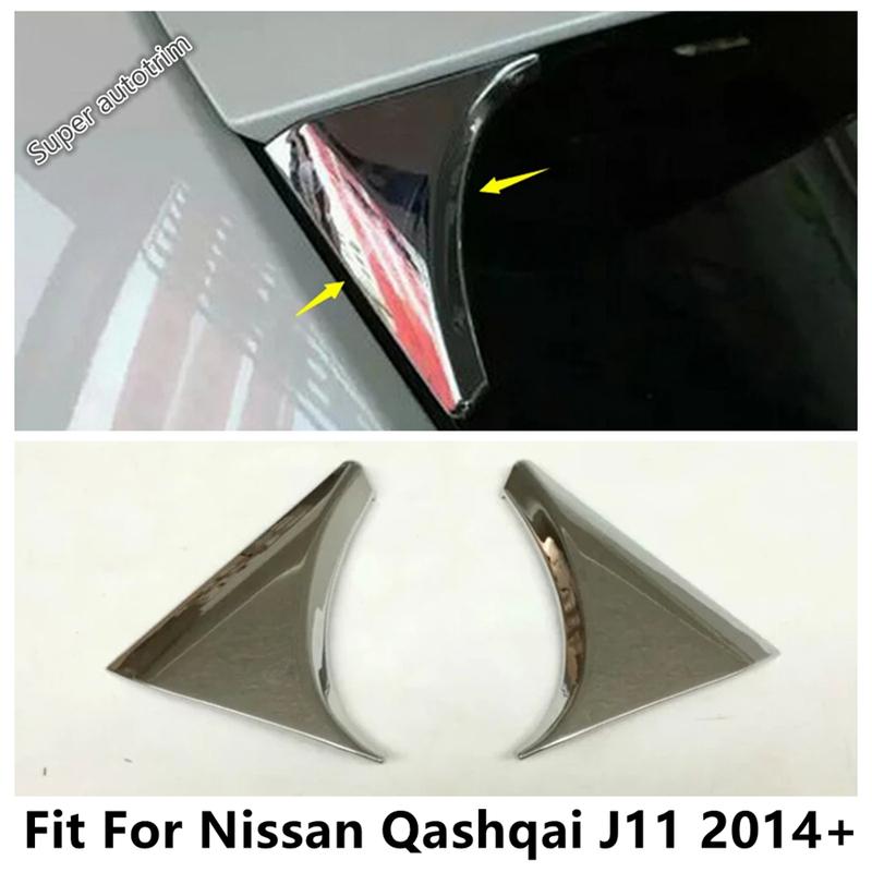 2PCS Rear Window Spoiler Panel Sequ Cover Trim Fit For Nissan Qashqai J11 2014 - ABS Chrome Exterior Refit Accessories
