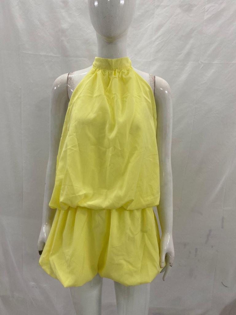 2025 European & American Solid Color Off-Shoulder Halter Neck A-Line Summer Dress