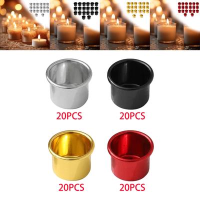 20 Pieces Metal Candlestick Ornament Desktop Candle Making Candle Cup for Living Room Halloween Birthday Dinner Festival