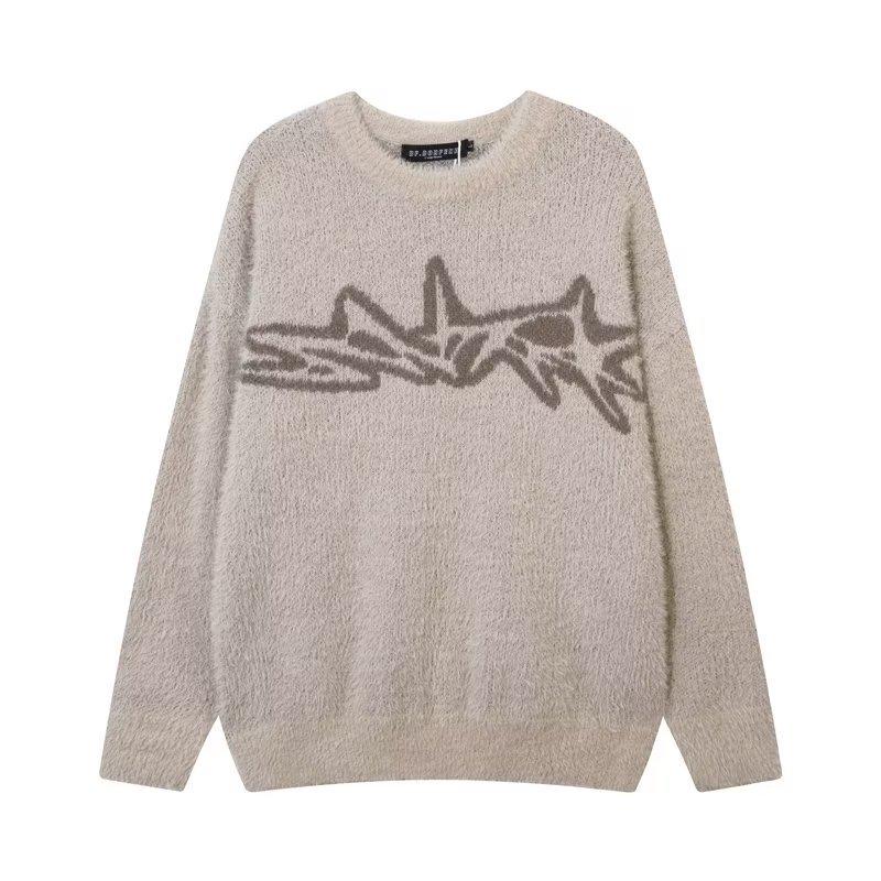 Unisex Soft Fluffy Faux Mink Fur Round Neck Sweater - Trendy Japanese Style Autumn/Winter Knitwear Medium