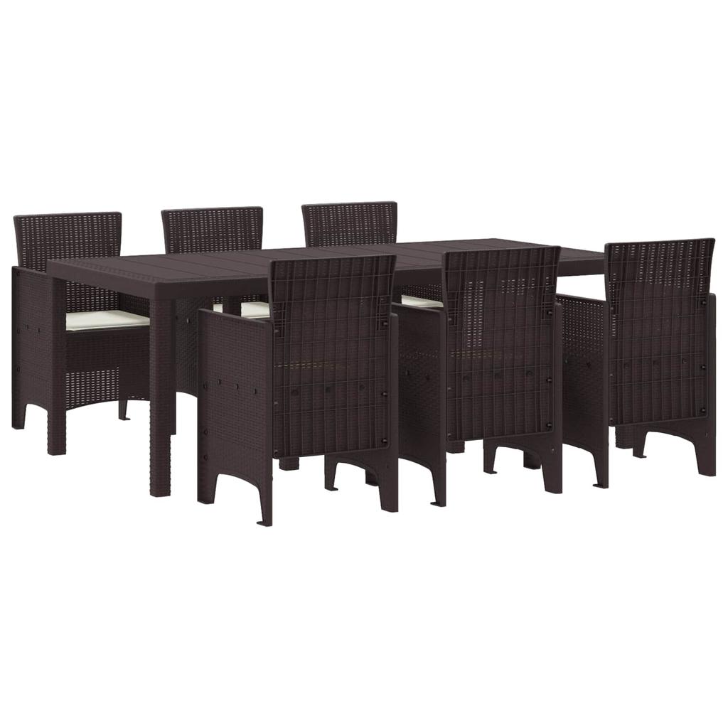Garden Dining Set 7 pcs Brown Polypropylene
