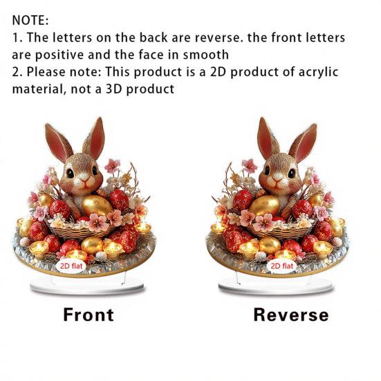 Iepuraș de Paște Acrilic Semn de Masă 2D Plat Ouă Floare Iepure Decorare Casă Living Ziua Îndrăgostiților Petrecere Sărbătoare Ornament de Masă