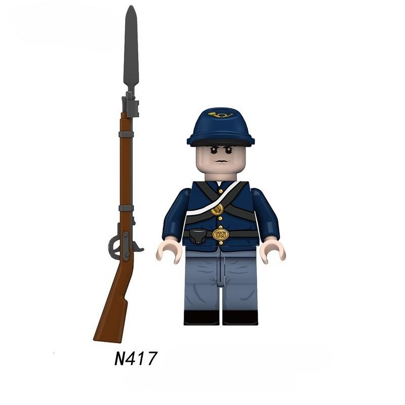 Military American Civil War Soldier Building Blocks Army Figures  Artillery Federal Infantry Cavalry Weapons Bricks Toys Kids