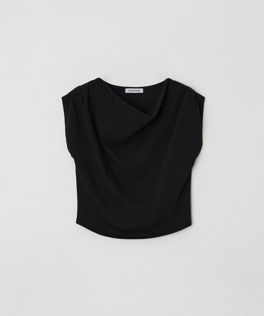 Meojiaenminggeul Ella Stretch Drape Top Blouse (Black)