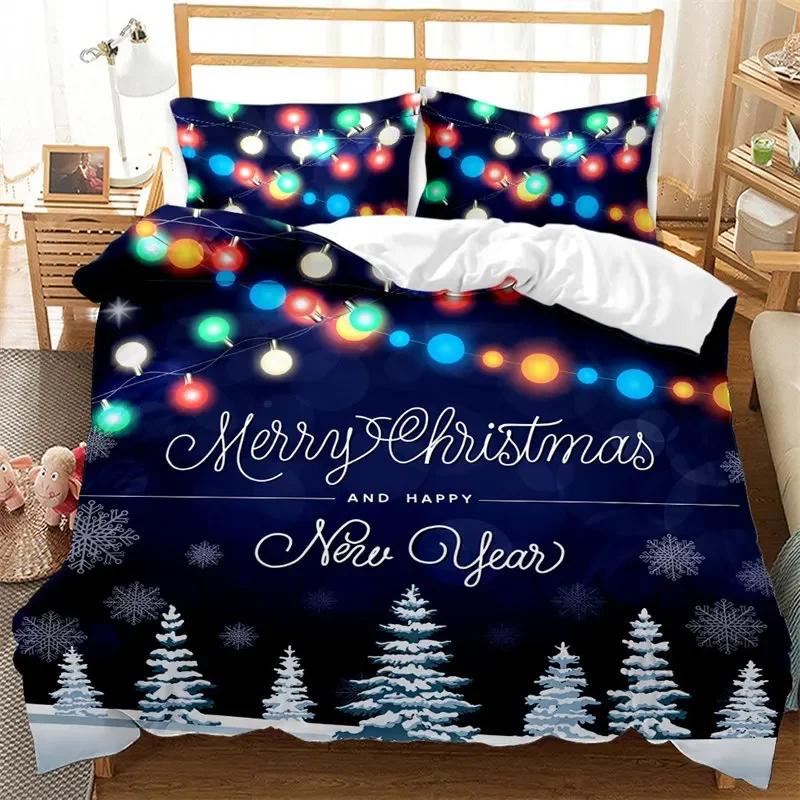 Floral Soft Duvet Cover Mery Christmas Warm Comforter Cover Microfiber Carton Beding Set Ful King For Children Kids Tens Gifts Bedrom Decor
