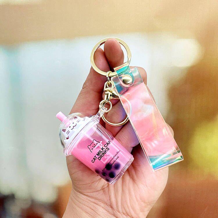 Quicksand Bubble Tea Keychain Couple Car Schoolbag Pendant Women'S Exquisite Ins Creative Pendant Gifts Versatile