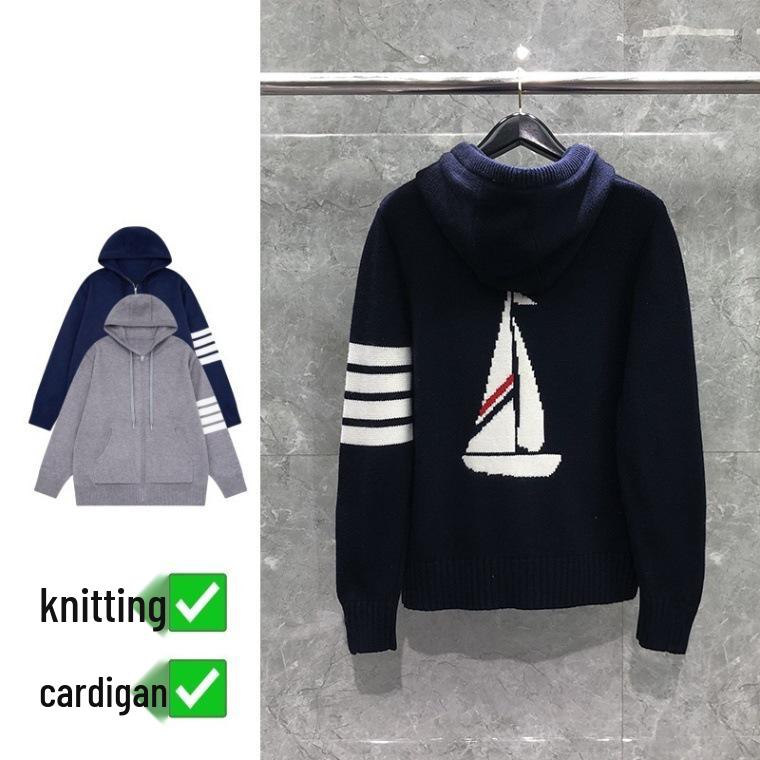 

Шикарный кардиган с парусником: Унисекс трикотажная толстовка на молнии для осени/зимы XXL