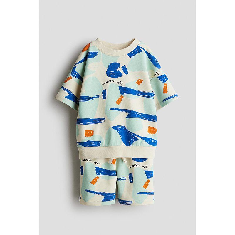 

HM Children s Clothing Boys Suit 2-Piece Summer Cute Print Sweatshirt Plaid Shorts 1234146