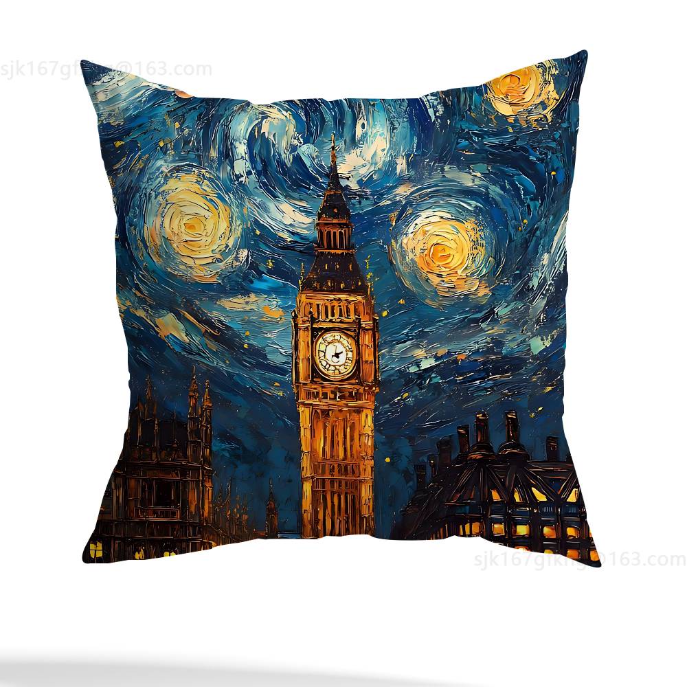 Van Gogh Pillow Case Sofa Living Room Bedroom Headboard Backrest Cushion Square Cushion Nap Time