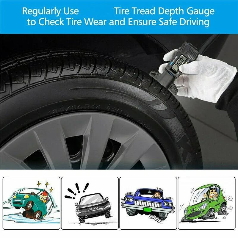 Digital Car Tyre Tire Tread Depth Gauge Meter Measurer Auto Tire Wear Detection Tool Caliper Thickness Gauges Monitoring System