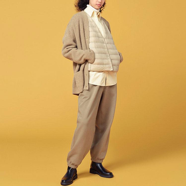 UNIQLO Solid Color Sweatpants Unisex bottoms Khaki 442472-33