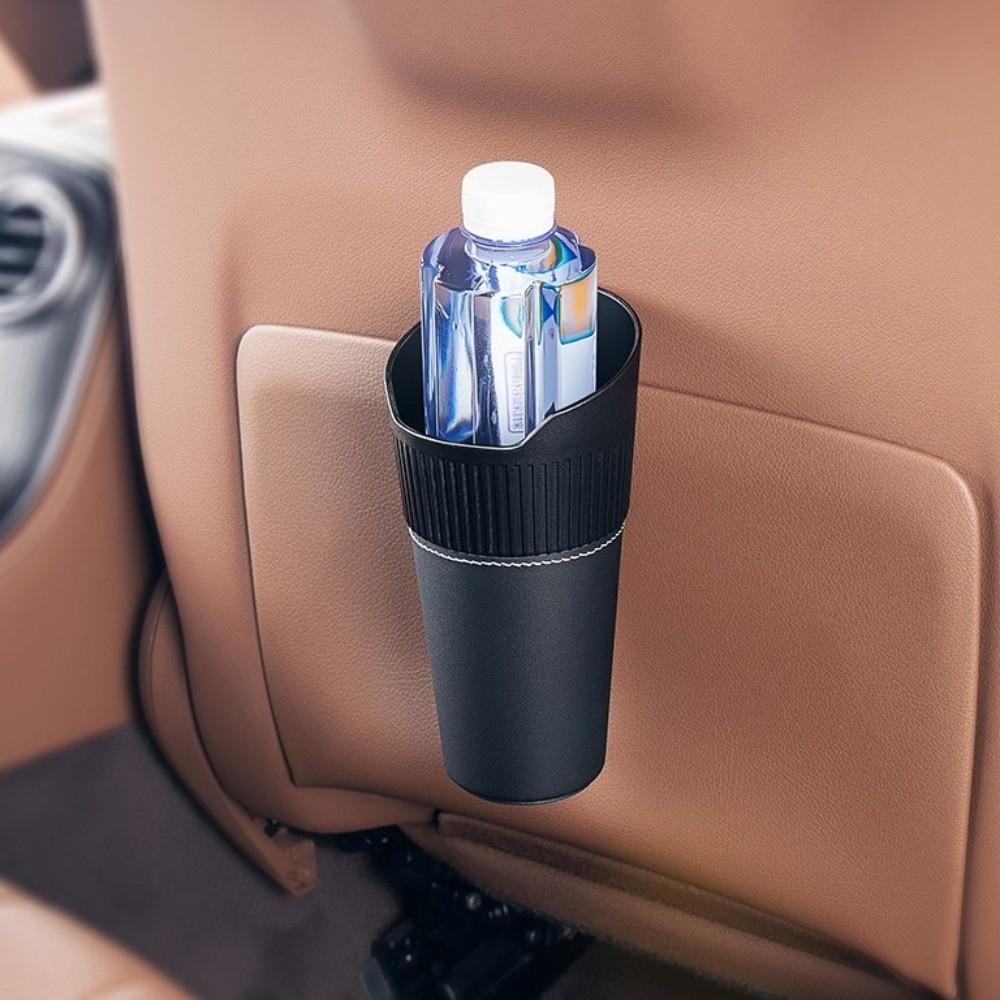 Leather Wrapping Car Trash Can Multifunctional Vehicle Dustbin Waste Bin Cup Holder Auto Parts