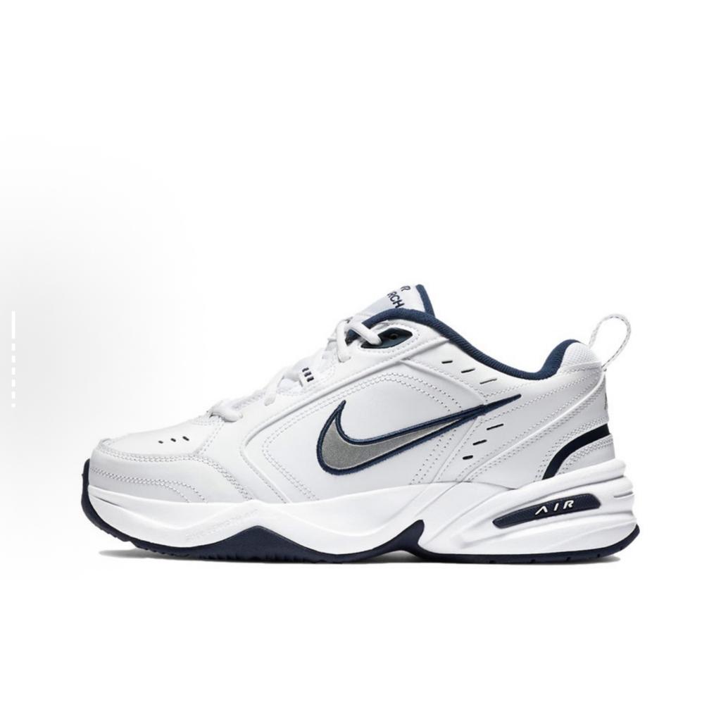 Nike Air Monarch 4 Misty Night Starlight Textile, Leather Low Top Chunky Sneakers Men's Black White Gray 415445-102(Team141-)