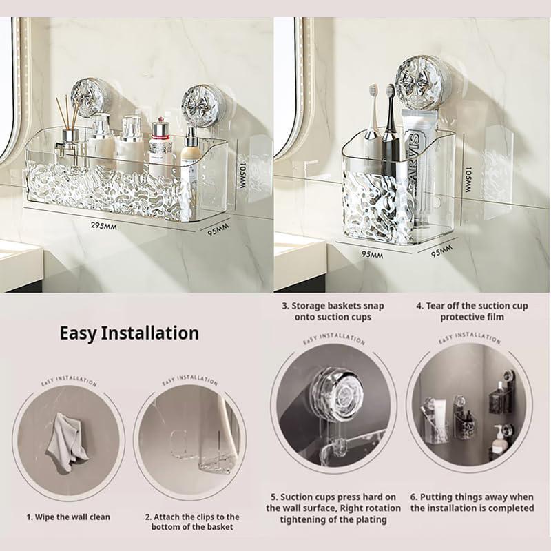Koupelnová skleněná police otočná přísavka instalace za jednu sekundu koupelnové úložné prostory vzor ledovce třídění položek