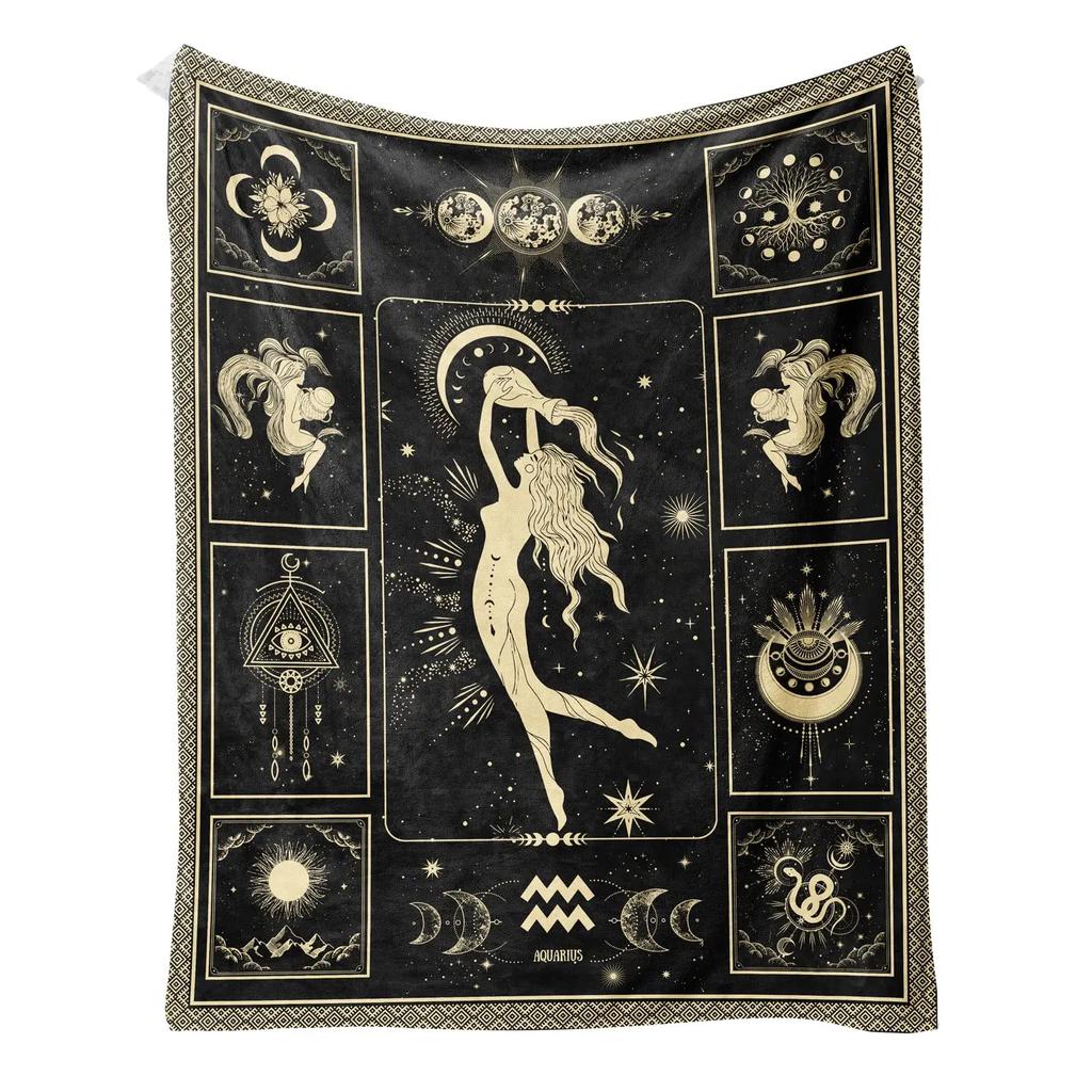 Regali Zodiaco Leone per Donne Tema Costellazione Lunare Coperta Plaid Decorazioni Astrologia Regali di Compleanno Leone Stregoneschi Coperte Gotici