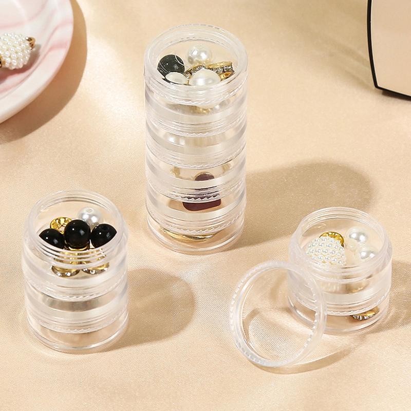 5Layer Jewelry Storage Box Transparent Round Makeup Storage Rack Plastic Bracelet Earring with Cover Organizer Boxes