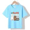 MC-86 MINISO 2026 Summer Kids 100% Cotton We Bare Bears T-Shirt Cute Cartoon Grizzly, Panda & Ice Bear Short Sleeve Tee for Boys & Girls