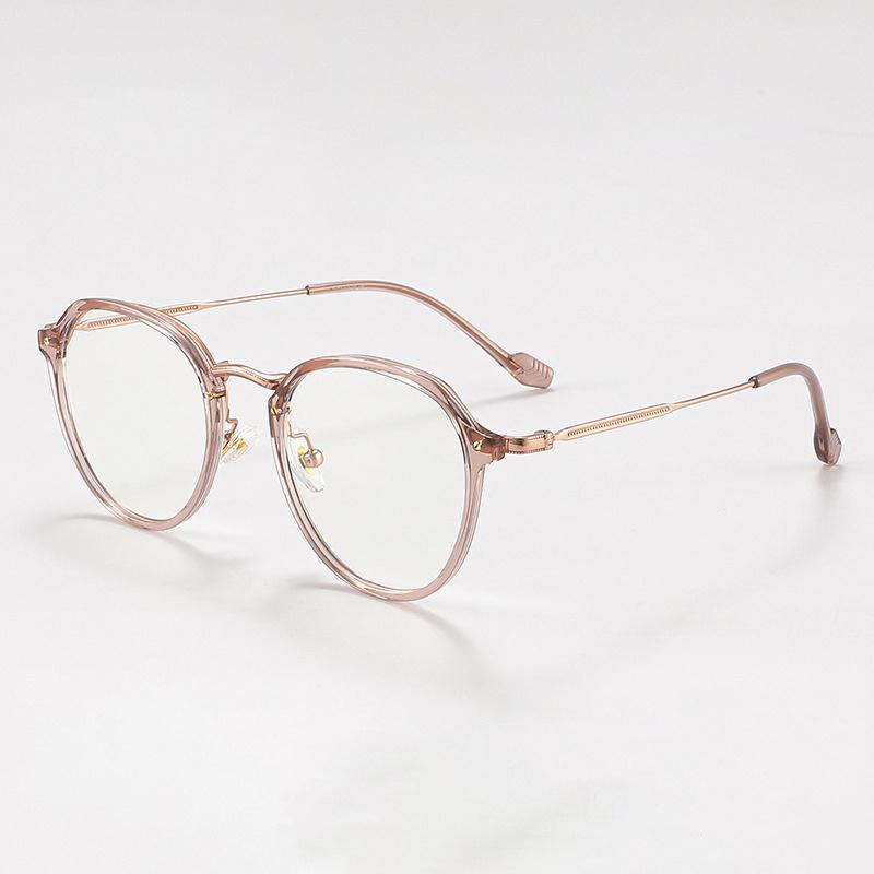 

Semi-ellipse Korean Style Titanium Frame Photochromic Anti Blue Ray Femal Sunglasses Presbyopic Short Sight Prescription Glasses Single Version&1.56&Anti Blue Ray рожевий колір золота