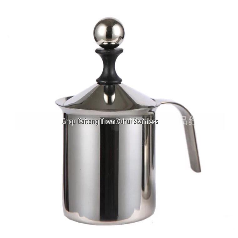 Japanese 800ml Stainless Steel Manual Milk Frother with Double Filter for Cappuccino