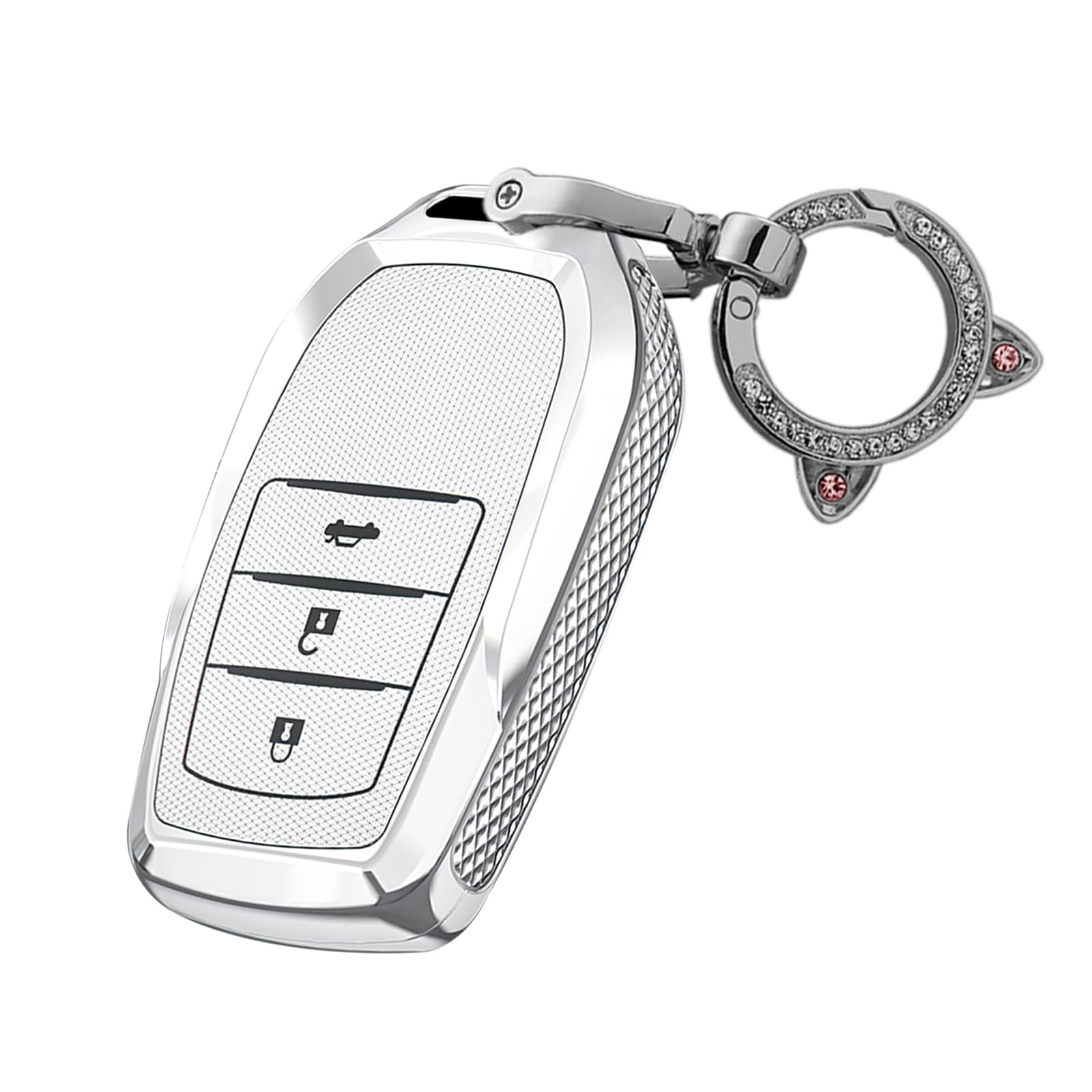 

[TECART] Чехол для смарт-ключа Toyota Prius Corolla Crown Harrier Hilux Aqua 3 кнопки, серебристый c серебряный