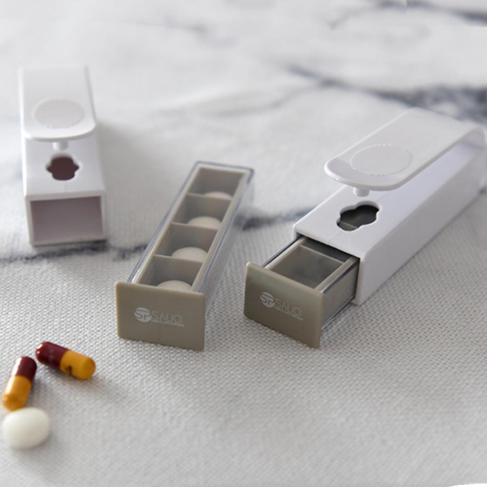 

4 Small Slot Medicine Dispenser 2 in 1 4 Grids Medicine Case Pills Organizer Case белый