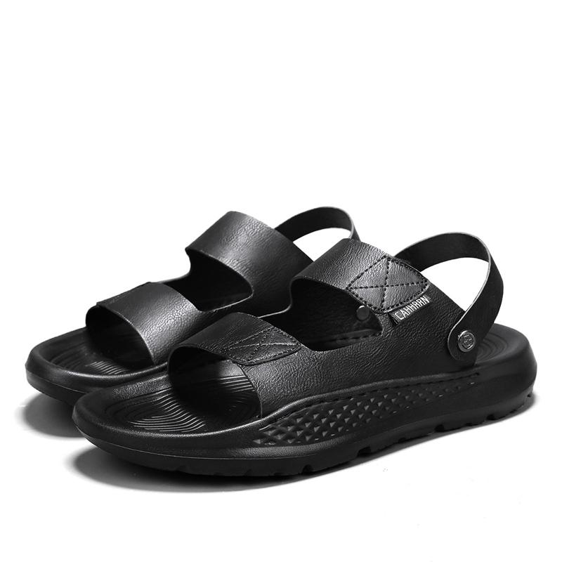 Fashion Retro Sewing Sandals Transfer Slipper Non-slip Pu Leather Shoes for Men Comfortable Casual Summer Fashion British Style