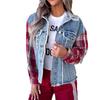 Damen Karo-Denimjacke mit ausgefranstem Rand - 26 Jahre Europäisch-Amerikanisch Herbst/Winter Street Trendy Stil, Artikel 89384.