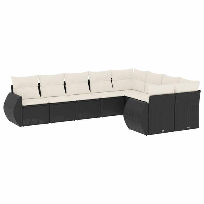 VidaXL Garden Lounge Set with Cushions 9 Pcs, Patio Sofas, Patio Furniture Set, Outdoor Furniture, Black 3254173
