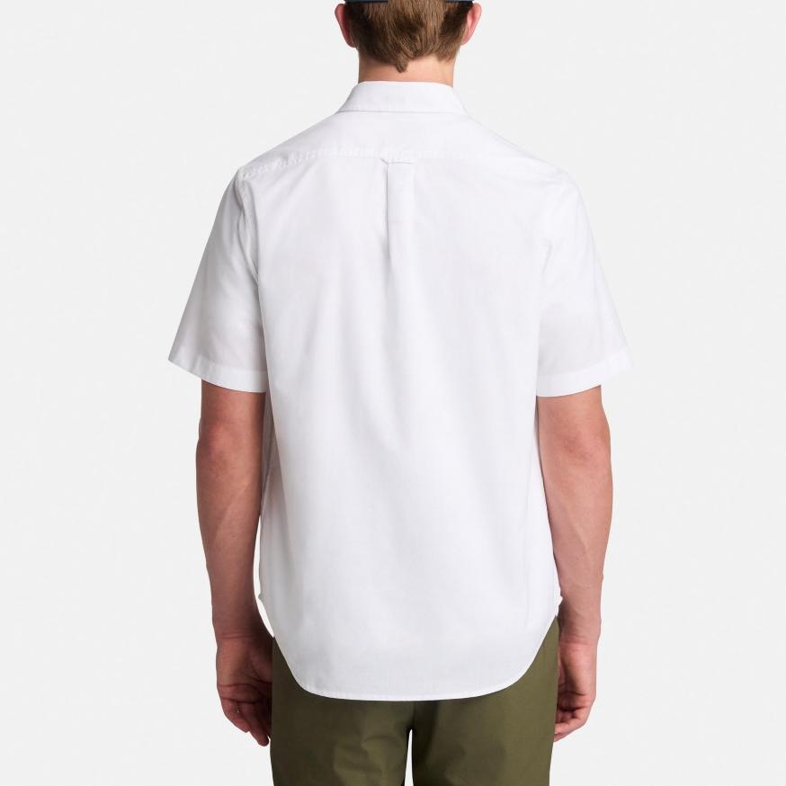 Timberland Soft Comfortable Casual Breathable Short Sleeve Shirt Men Shirts White A6AX8-A94