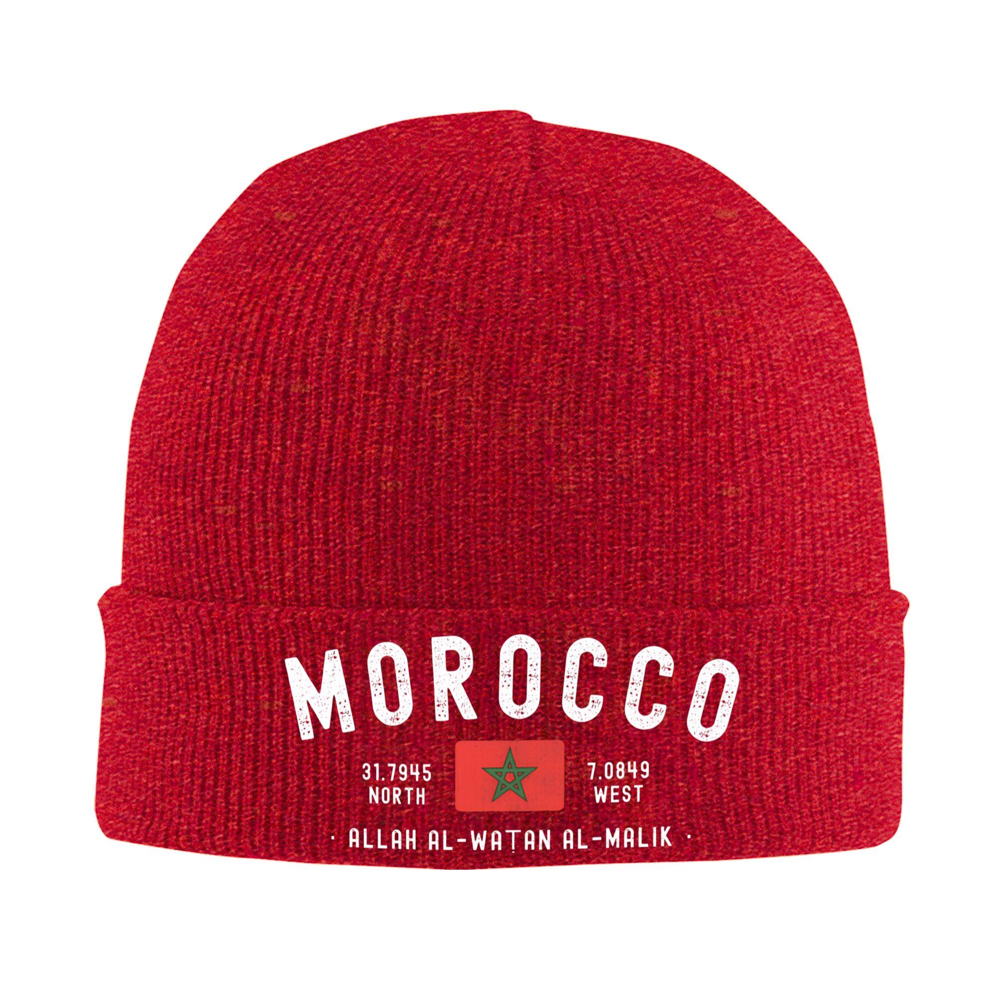 

Morocco Flag Beanie Hats Knit Hat Unisex Adult Casual Warm Caps Winter Kpop Design Bonnet Hats One Size
