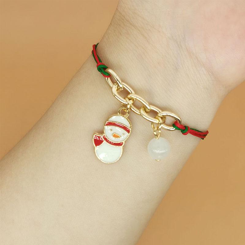 Charm Weave Lanový přívěsek Náramek Elk Sněhulák Slitina Řetízek Nový rok Vánoční dárek Šperky