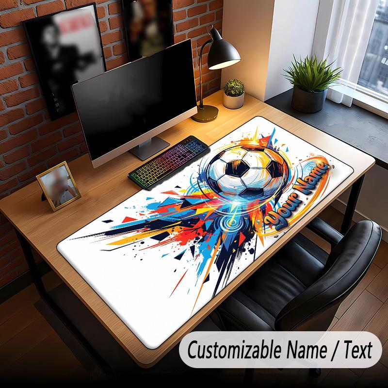 Soccer Theme Custom Mouse Pad Personalized With Name Text Customized Desk Mat For Office Home Decor