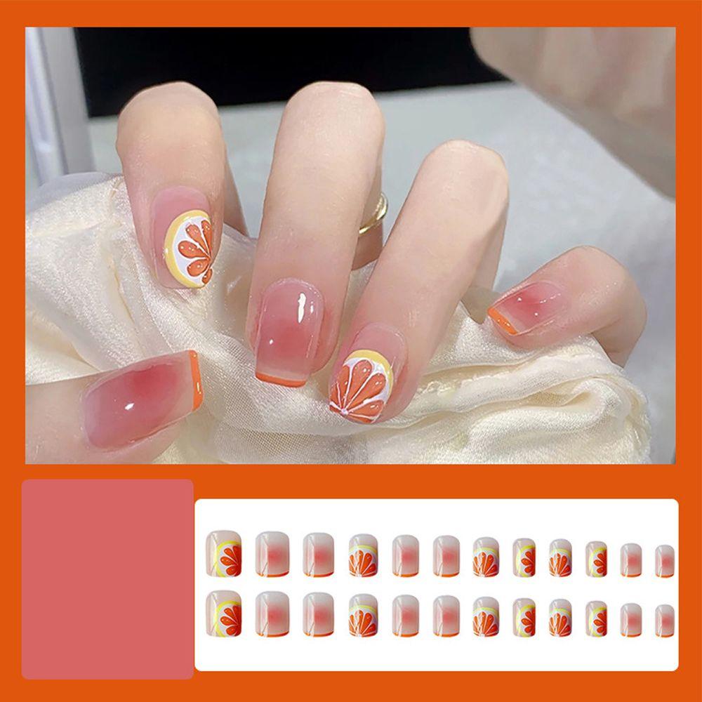 Cheap Nails Lemon Artificial Nails Nail Art Tips Fruits Fake Nails