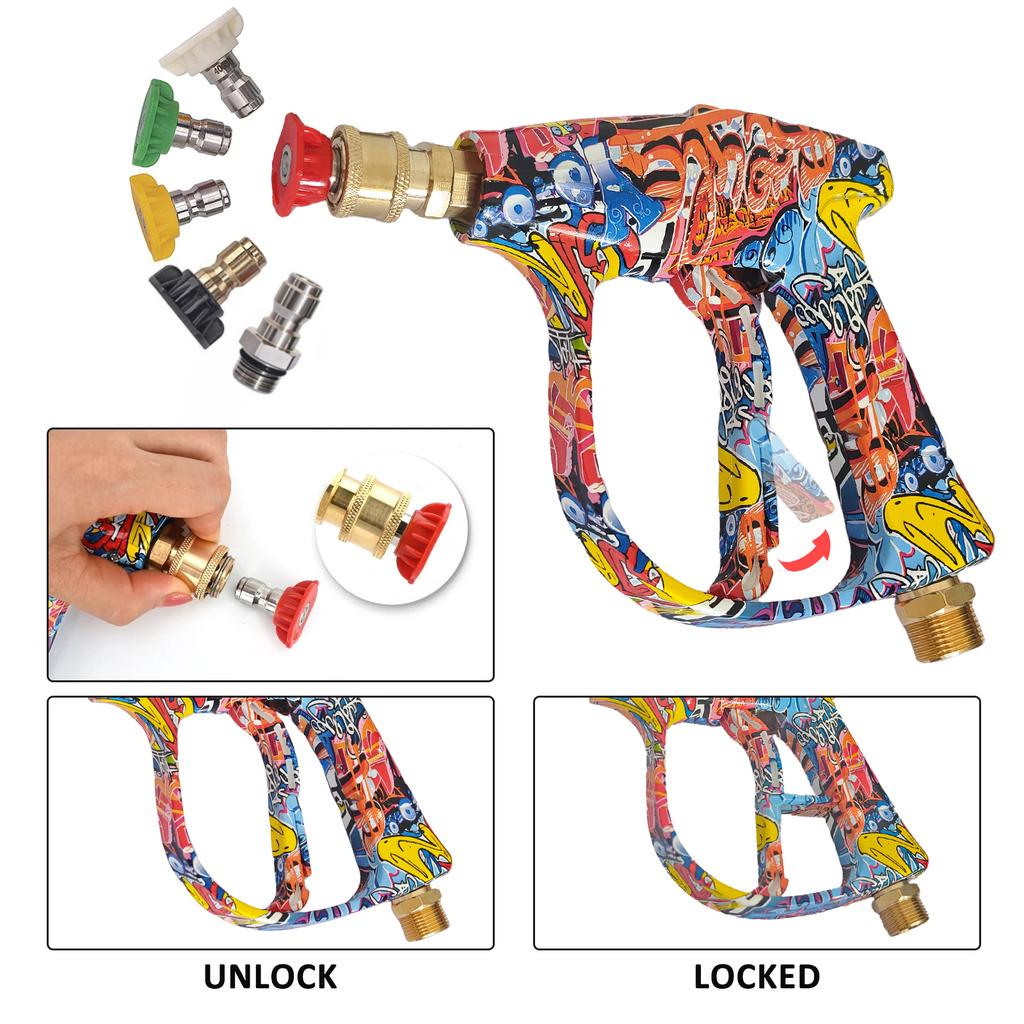 High Pressure Street-art-themed Washer Water Gun for Car Cleaning Hose Connector For Karcher Nilfisk Lavor Bosch
